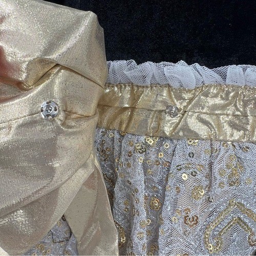 Abito da festa in pizzo paillettes oro velluto nero lucciole inseguimento bambina taglia 12 - Foto 9 di 9