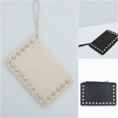 NEW MANGO (ZARA GROUP) Stud cosmetic bag in Black and Beige 
