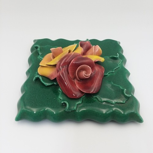 Caja de baratijas de cerámica vintage Brahm California rosa tapa floral verde 475 *LEER* - Imagen 6 de 18