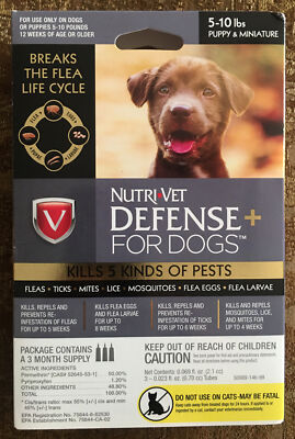 Nutri-Vet Defense Plus Puppy and Miniature Dogs 5-10 lbs Flea and Tick NIB