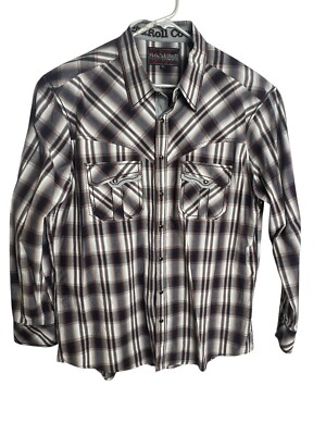 Rock & Roll Cowboy Shirt Men's XL Western Pearl Snap Embroidered Long Sleeve