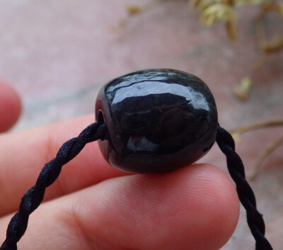 1 Piece Black 100% Natural A JADE JADEITE PENDANT Circle Donut Bead 路路通 606897