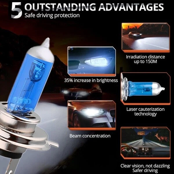 2x H7 Xenon White 60/50w Headlight Bulbs Fog light Halogen Globes Hid 8500K 12v - Image 3 of 4