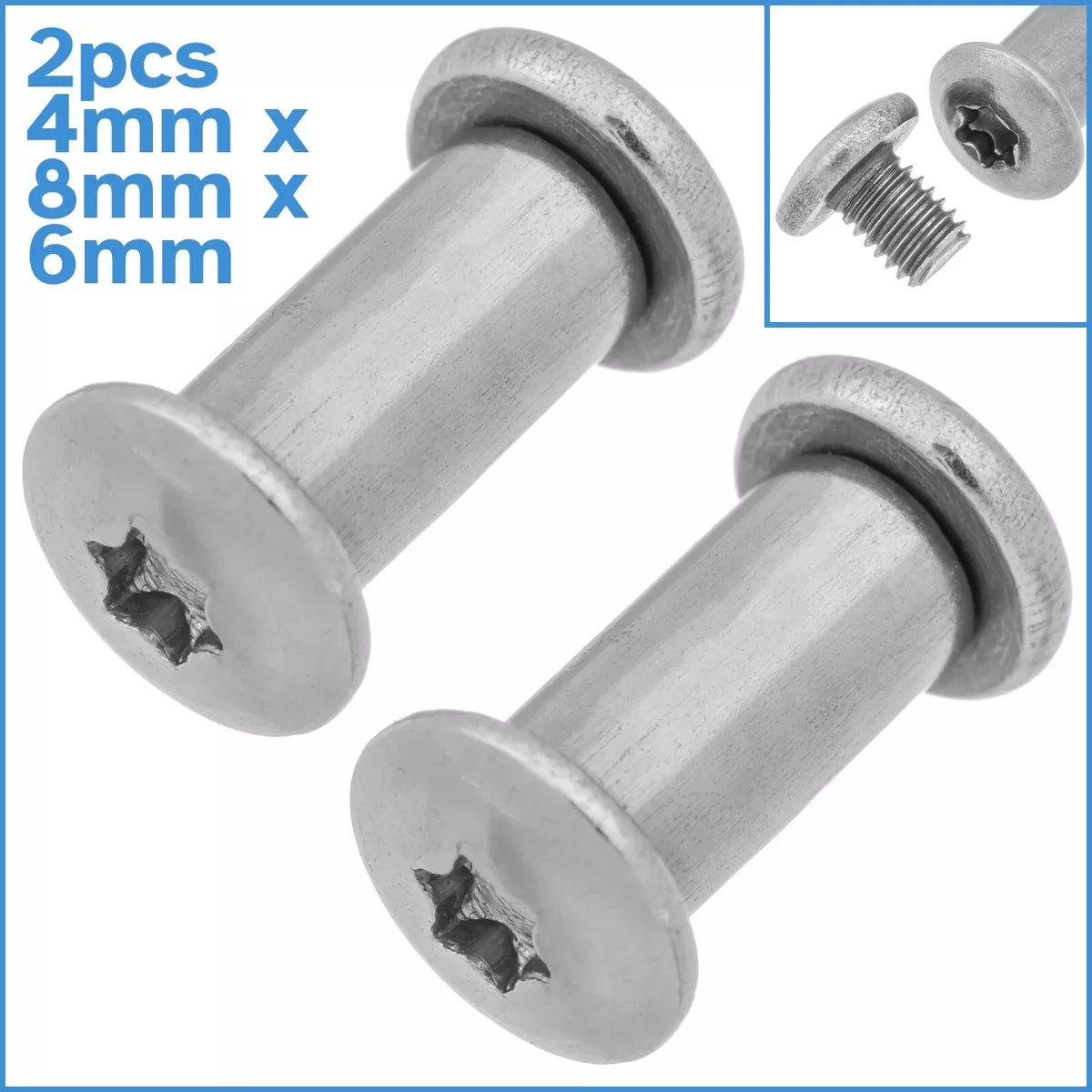 2pcs 4mm x 8mm x 6mm Knife Handle Screw Rivet Fastener Torx Bolt