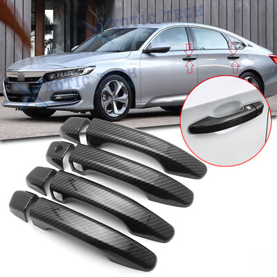 For Honda Accord 2018-2022 4-Door Carbon Fiber Pattern Door Handle Cover Trims