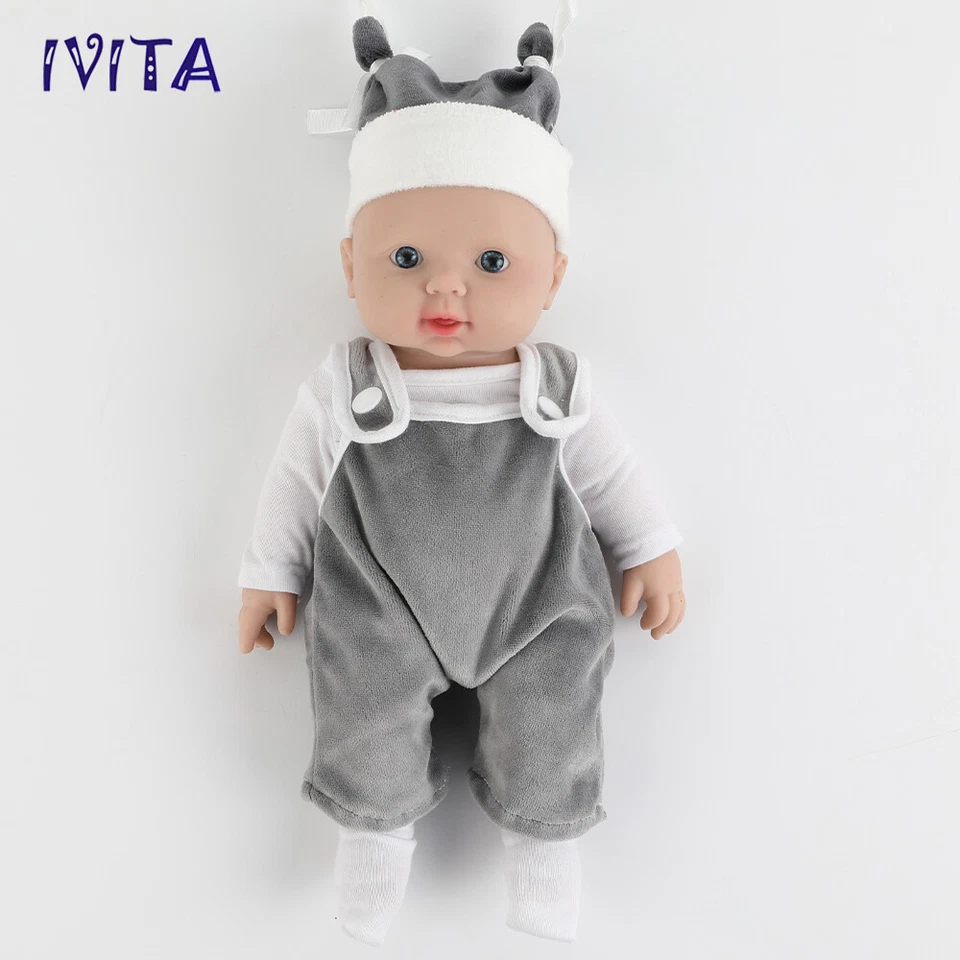 IVITA 12'' Reborn Baby Blaue Augen Junge Lebensechte Ganzkörper Silikonpuppe - Bild 4 von 4