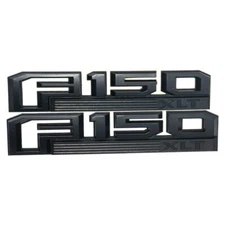 2Pc FITS 2015-2018 F 150 XLT EMBLEMS FRONT FENDER Badges Matte Black