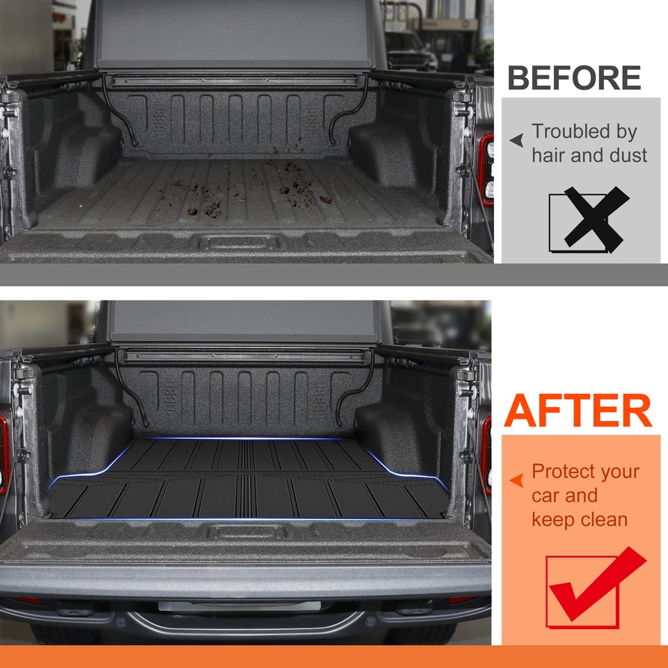 Black Cargo Truck Bed Mat Liner Waterproof Fit For 20202024 Jeep