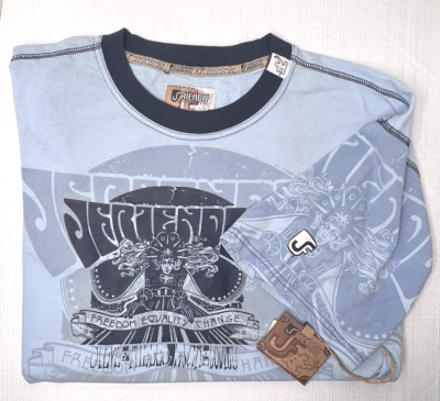 Mens J Friendly Freedom Equality Change Gray Graphic T-Shirt Size XXL - BLUE