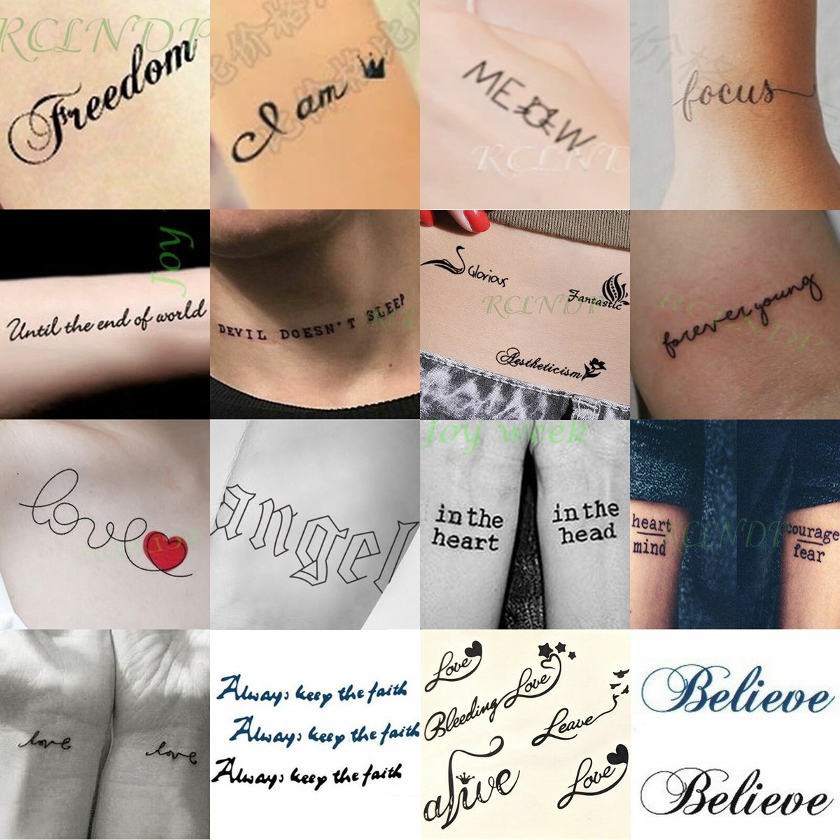 Tattoos Words Letters Quotes Phrases Temporary Fake Sticker Women Men  Unisex | eBay