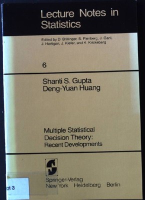 Multiple statistical decision theory : recent developments. Lecture notes in sta