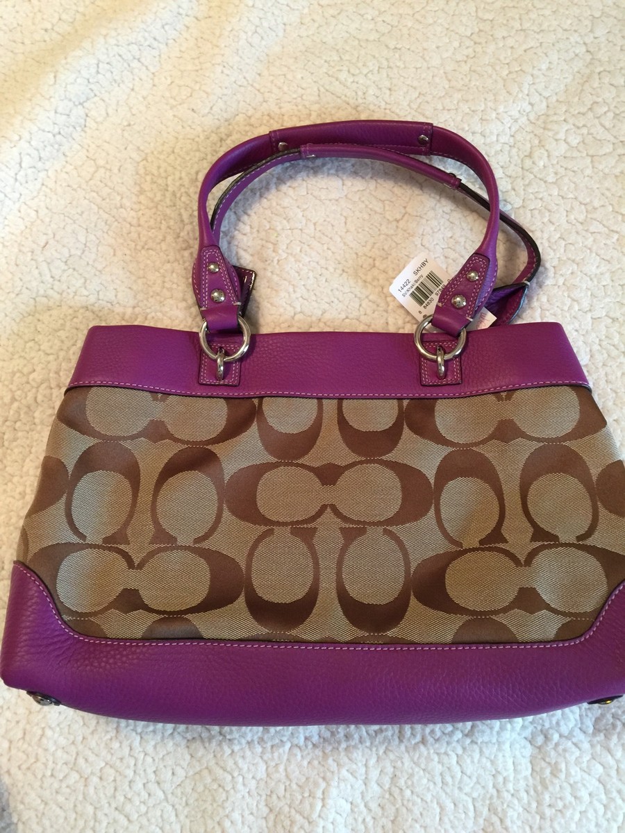 バッグ COACH Penelope Signature Tote bag 14422 NWT Coach Penelope Tote/Shopper #14422 - Khaki/Berry | eBay