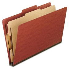 Box of 10 Red Letter Size Pressboard Classification File Folders with Divider