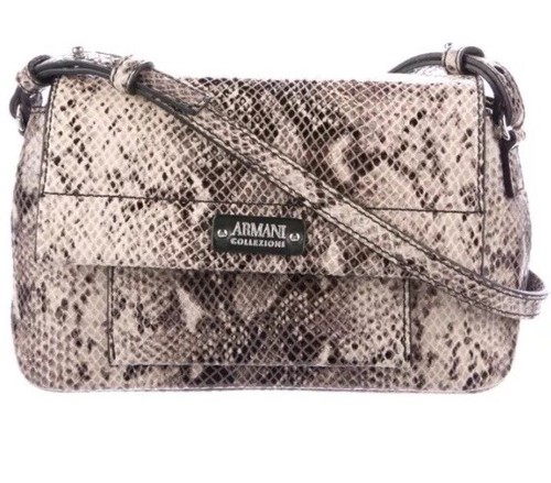 ARMANI COLLEZIONI Suede Leather Tan Grey Snake Print Crossbody Bag | eBay