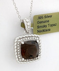 GENUINE 3.87 Cts SMOKY TOPAZ PENDANT NECKLACE .925 Silver - NEW WITH TAG — photo 1