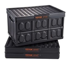 Collapsible Storage Bins with Lids, 45L 3 Packs, Folding Plastic Stackable Util