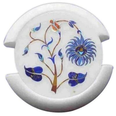 Marmor Tee Untersetzer Set Lapis Inlay Semi Precious Steine Handmade Heim Dekor
