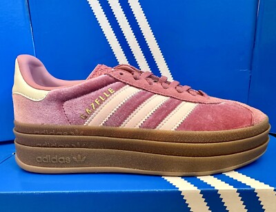 Adidas Women Gazelle Bold Platform Pink Velvet and Suede