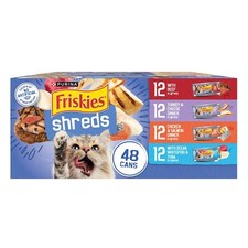 Purina Friskies Shreds Gravy Variety Pack, Wet Cat Food, 5.5 oz Cans 48 Count
