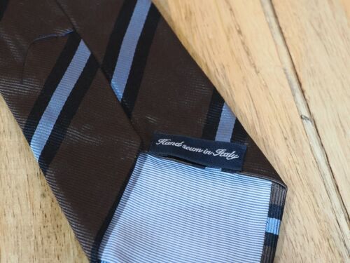Gant Regal Trad Navy Blue and Brown Stripe Silk Tie Italy - Picture 3 of 3