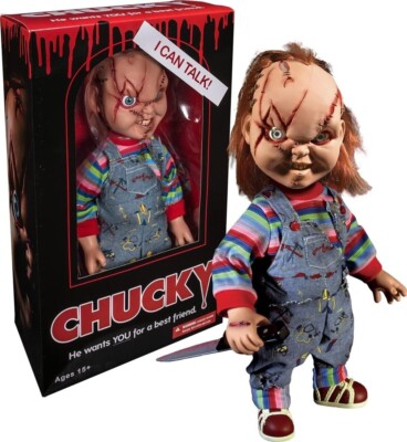 Child's Play 15'' Scarred TALKING CHUCKY Mega Scale Figur Puppe