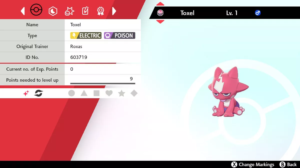 Pokemon Sword and Shield Shiny Toxel 6IV-EV Trained