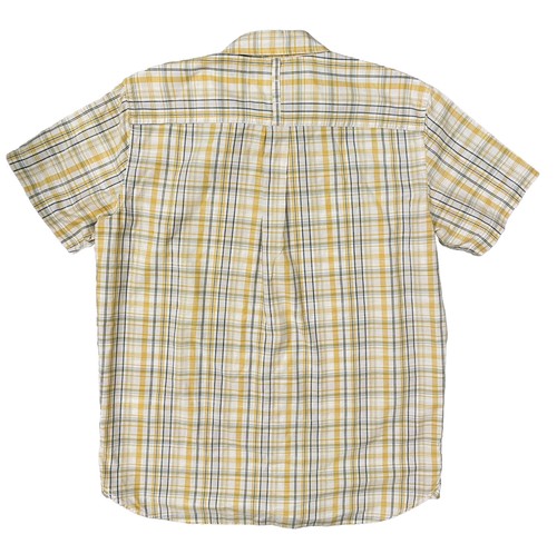 The North Face Men’s L Button up Short Sleeve Gold Gray Plaid Shirt Pocket - Picture 2 of 9