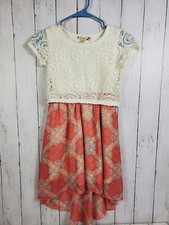 Speechless Girls White  Pink Short Sleeve Dress Size 8 100 Polyester