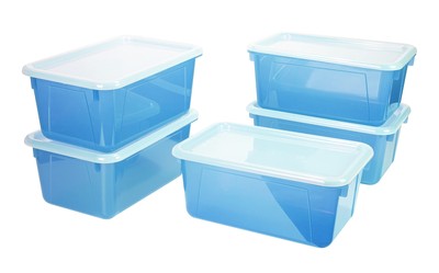 Small Cubby Bins   Plastic Storage Containers for Classroom with Non-Snap Lid...