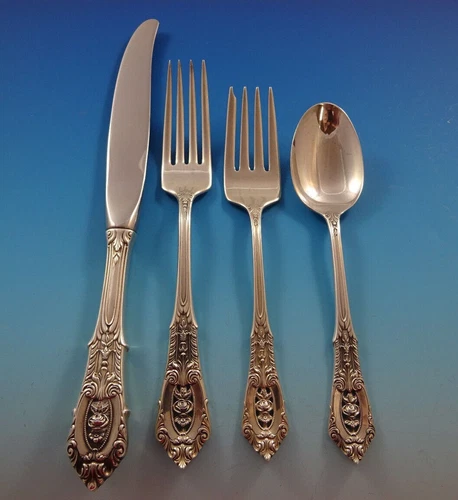 Rose Point by Wallace Sterling Silver Regular Size Place Setting(s) 4pc