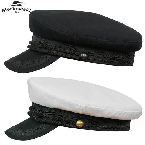 Sterkowski KASHUBIA 3 Cotton Captains Cap Mariner Fisherman Yachting White Black