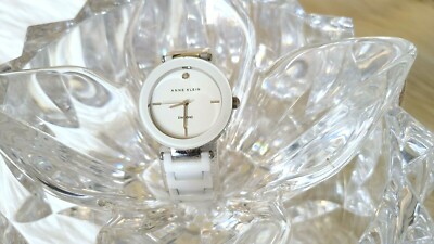Anne Klein Women's AK/1019WTWT Diamond-Accented Watch with Ceramic Bracelet (D57
