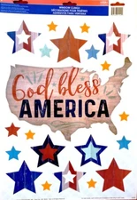 Large Sheet Window Cling USA Decal Stickers Home Car Truck 2"-3" Stars God Bless