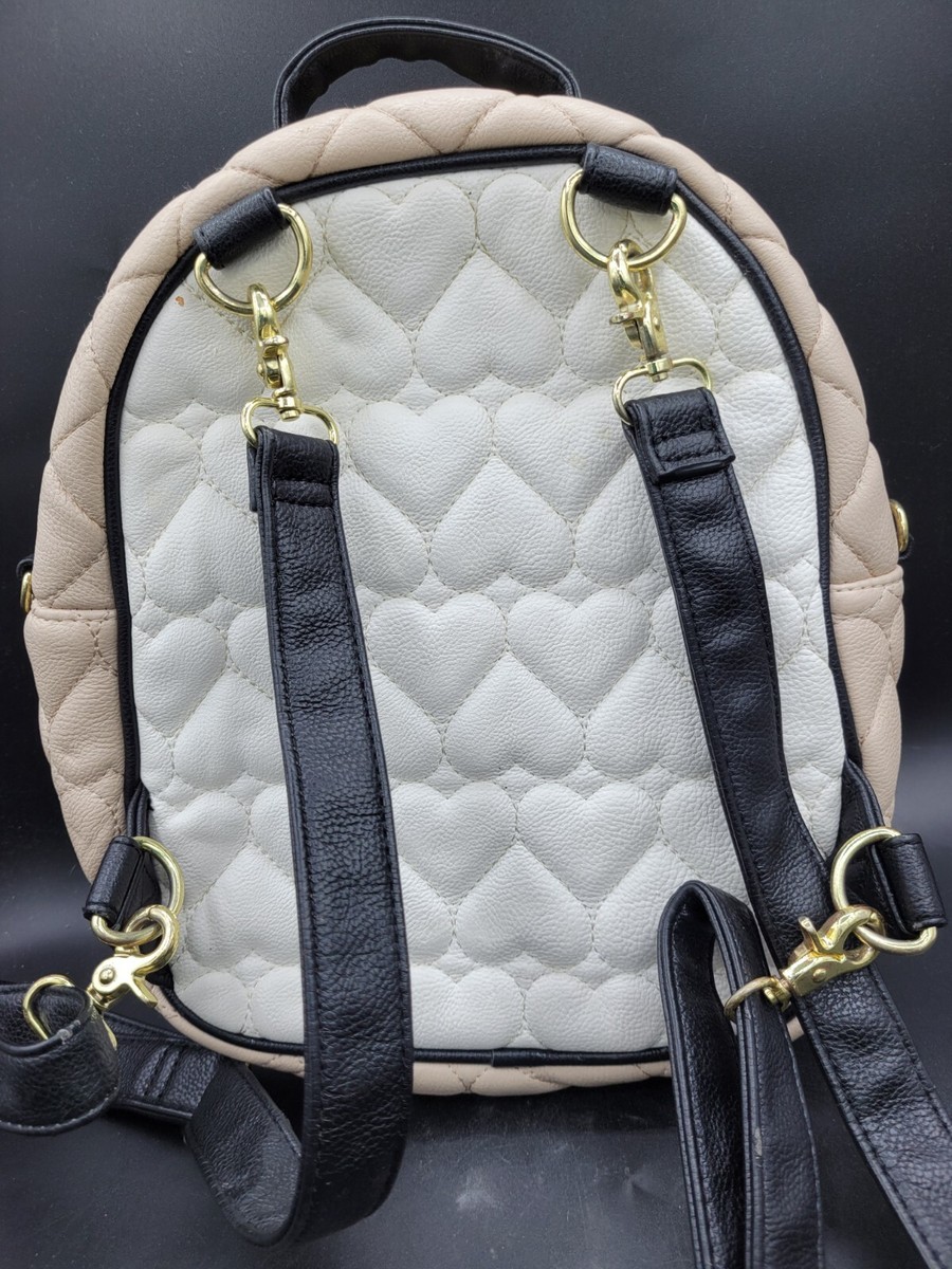 Betsey Johnson cream beige tan black quilted hearts mini  display picture 2