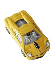 Yellow Sports Car Shaped Wireless Mouse LED Headlights USB Computer Mac