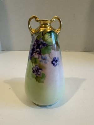 Pickard China Handpainted Porcelain Vase  Violet Supreme  Signed F. James Artist