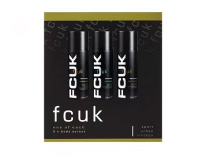 FCUK One Of Each Vintage Urban Sport Body Spray Mens Christmas Gift Set 2025