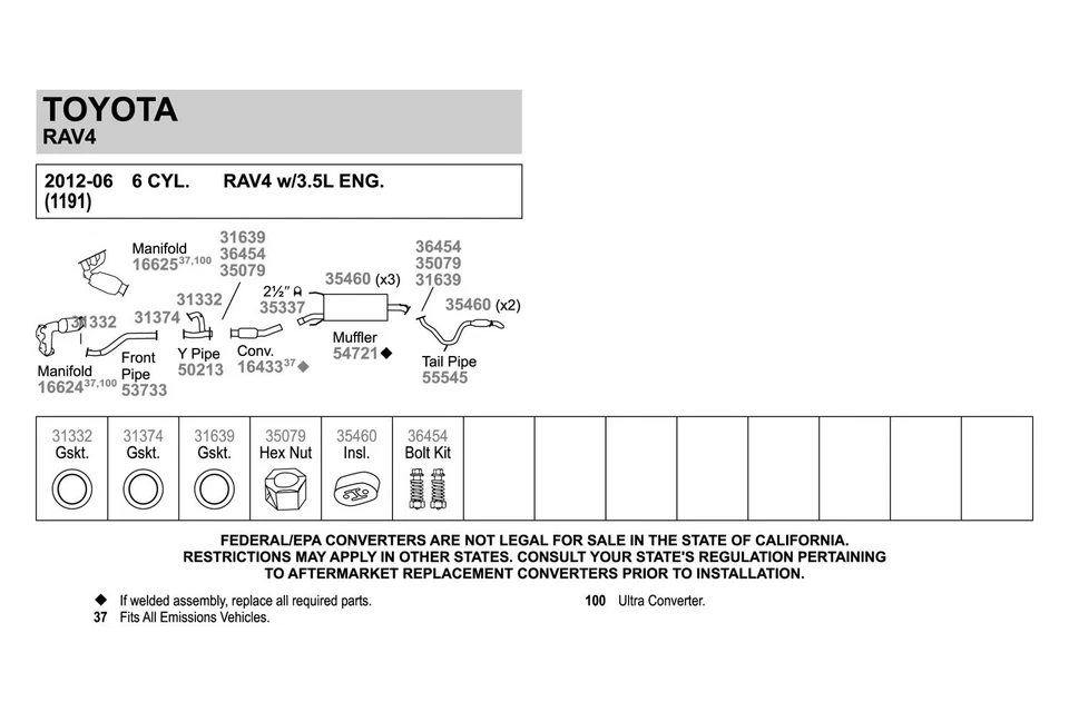 For Toyota Tacoma 05-15 Graphoil Composite Donut Exhaust Manifold Flange Gasket Foto 4 de 4