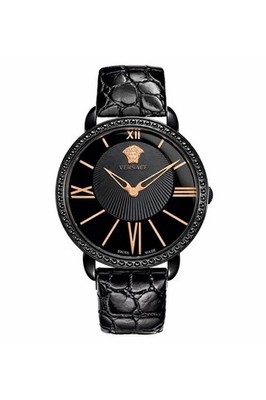 Versace Ladies Black Leather Strap 38mm Watch M6Q60D008