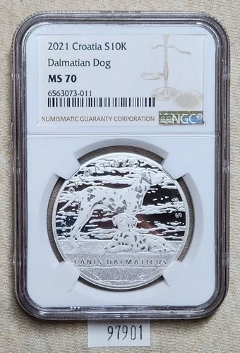 WPCoins ~ 2021 Croatia $10K Dalmatian Dog NGC MS70