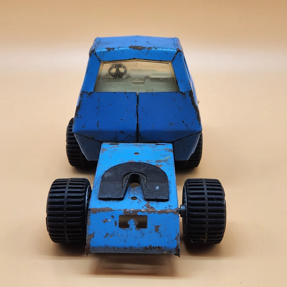 Semirremolque de juguete vintage Tonka azul diecast cabina años 70 80 acero prensado 7" EE. UU. raro Foto 4 de 4