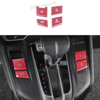 For Honda CR-V LX  2017-21 22 Red Aluminum Console Gear Box Button Sticker Trim