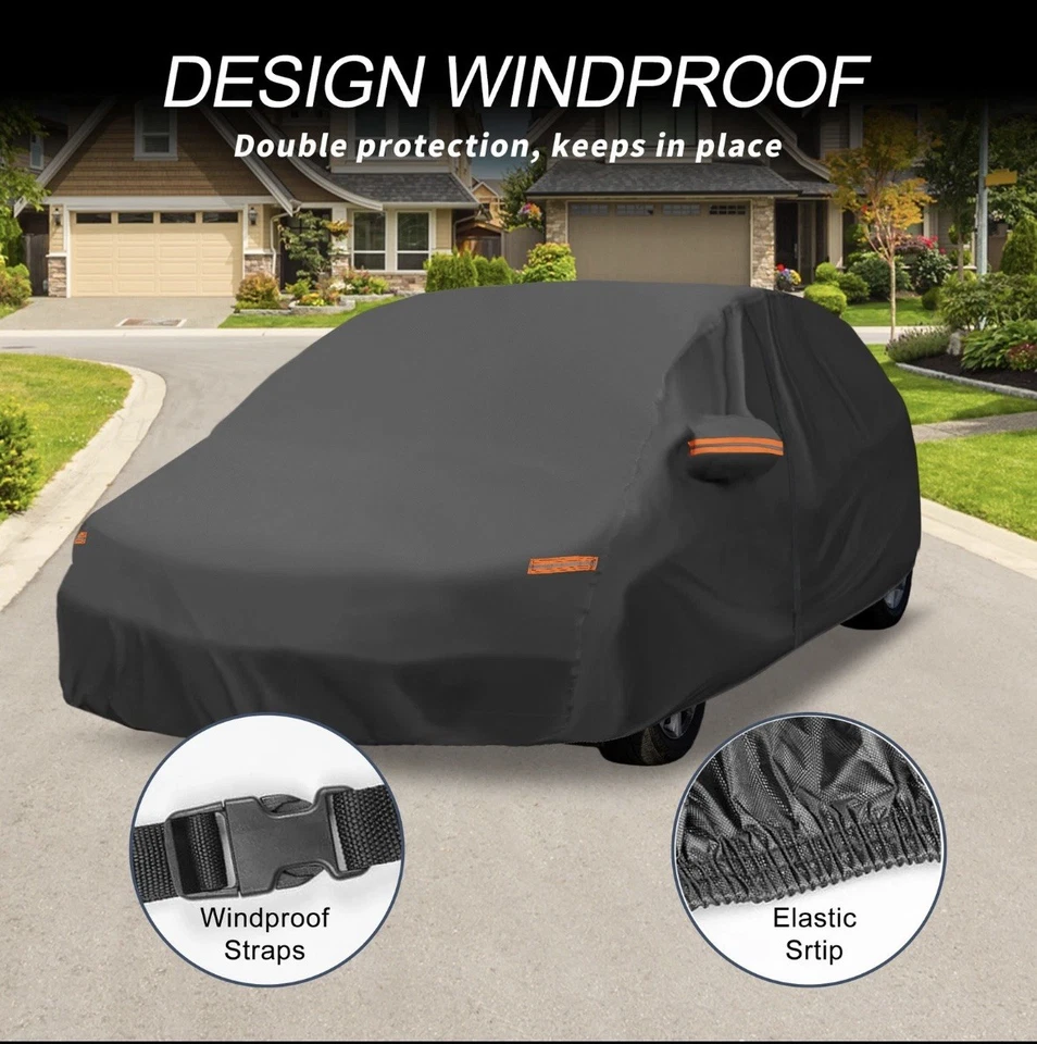 Waterproof 210D-PU Car Cover for Toyota Prius Hatchback with Driver Door Zipper - Image 3 of 4