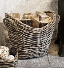 Ivyline Wicker Log Basket Oval Lined New with tags