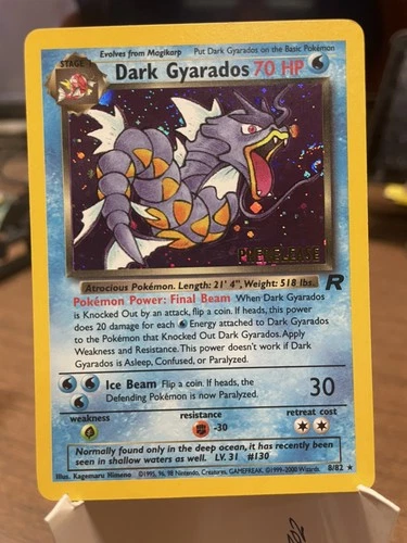 Pokémon TCG Dark Gyarados Holo Rare 8/82 Prerelease Holo 2000 Promo Unused