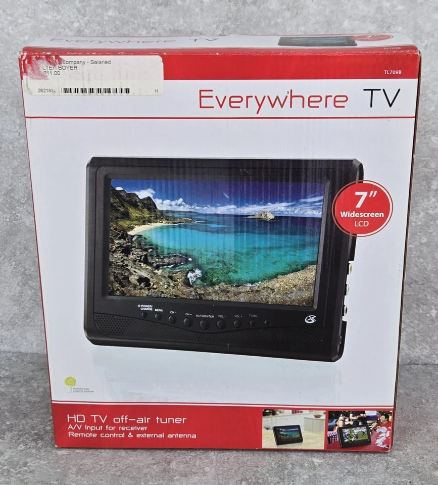 GPX Compact Portable 7" Color LCD TV Off-Air Tuner A/V Input External Antenna - Image 2 of 4