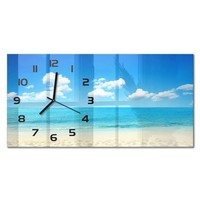Wanduhr Wanduhr Aus Glas Im Querformat Paradiesstrand Schwarze Zeiger 60X30 Cm