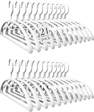White Plastic Clothes Hangers Heavy Duty Coat Hangers 24 Pack Premium Thick W...