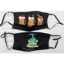 2021 Merry Christmas Adjustable Face Mask w/2 Filter Washable Mask black 2-pack