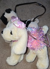 Poochie  Co Plush Golden Retriever and Pug Stuffed Animal Purses Lot of 2